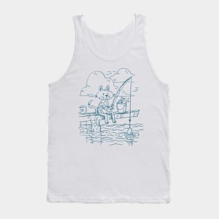 Fishing Cat Doodle a Fishing Cat in Doodle Style Fishing Tank Top